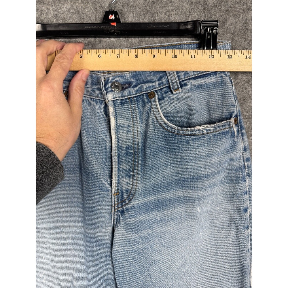 VINTAGE Levis 701 Jeans Womens 26 x 29 Blue Distressed Holes Made USA COOL! - Picture 13 of 14